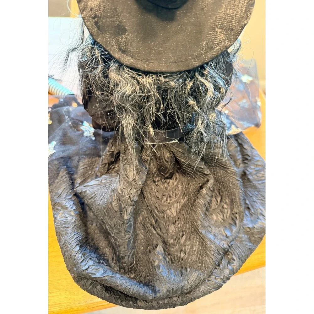 Halloween Sitting Witch Doll Sequined Gown‎ Crystal Ball Decor Black Copper 24